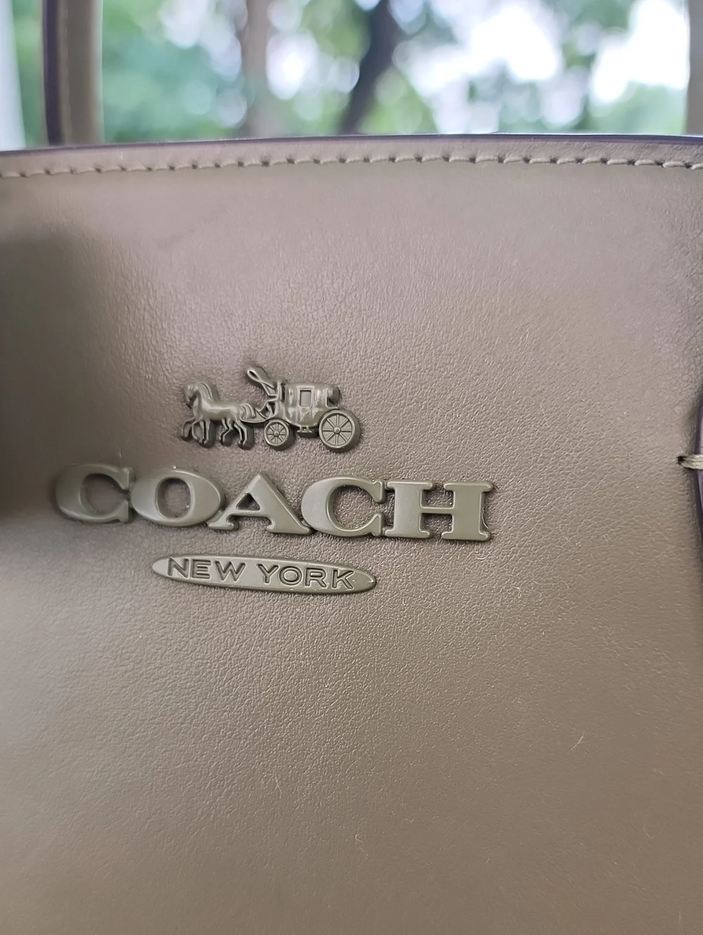 Coach Andrea Carryall Bag Leather Military Green Satchel Crossbody CP081